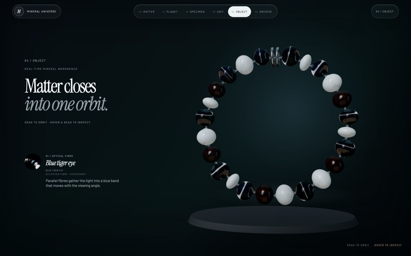 MINERAL UNIVERSE 的实时矿物手串工作台