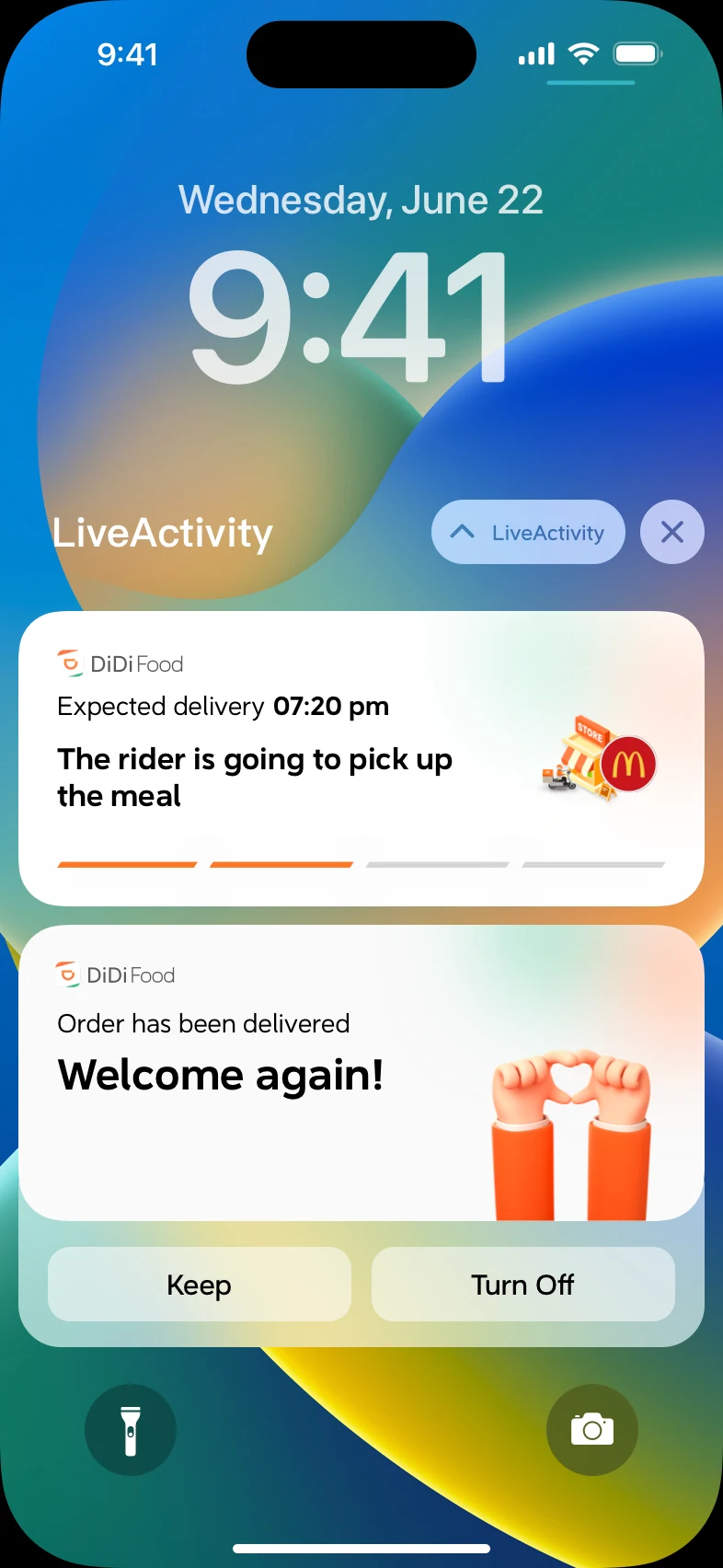 DiDi Food Live Activity 履约状态
