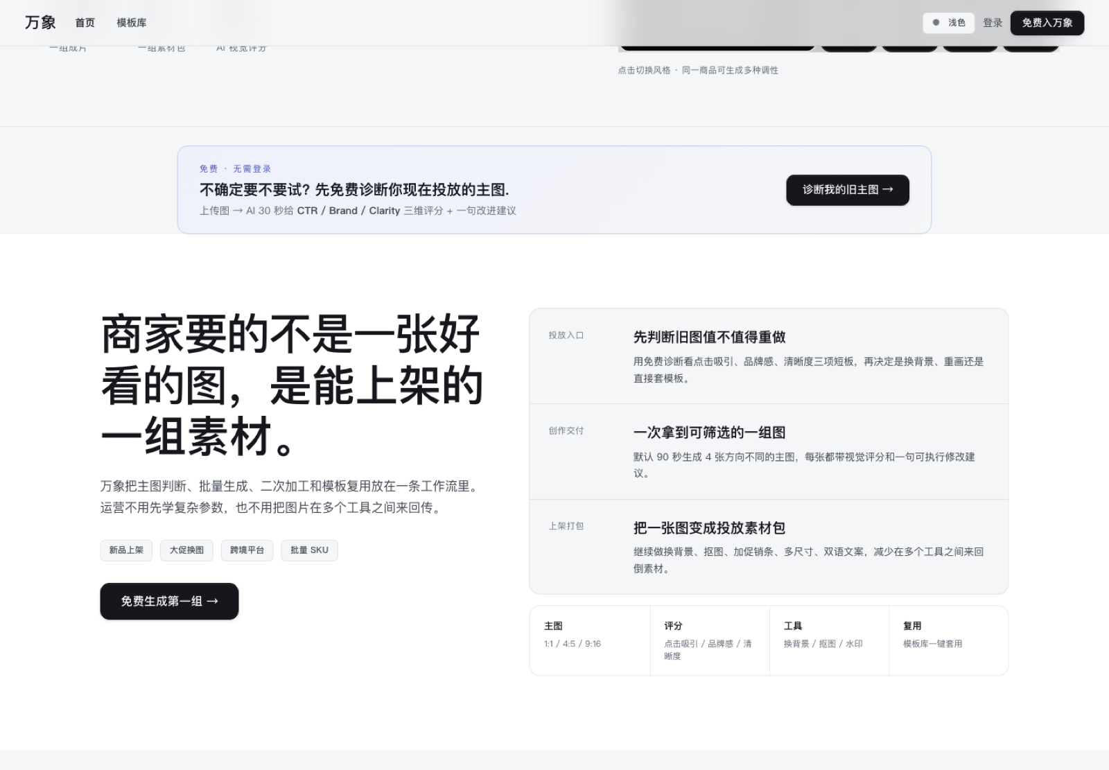 万象 AI 商业判断界面